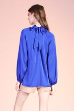 Load image into Gallery viewer, Washed Poly Silk Twisted Neck Long Sleeve Top
