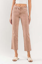 Load image into Gallery viewer, Mid Rise Crop Raw Hem Straight Jeans
