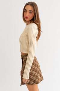 Back Shirring Long Sleeve Top