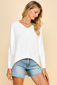 V-Neck Dolman Sleeves Sweater