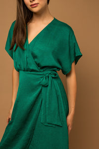 Surplice Faux Wrap Midi Dress