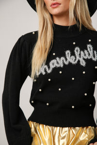 'Thankful' Puff Sweater