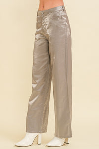 Metallic Straight Leg Pants