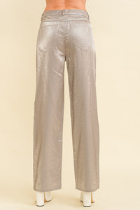 Metallic Straight Leg Pants