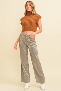 Metallic Straight Leg Pants