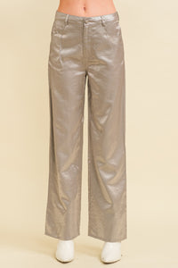 Metallic Straight Leg Pants