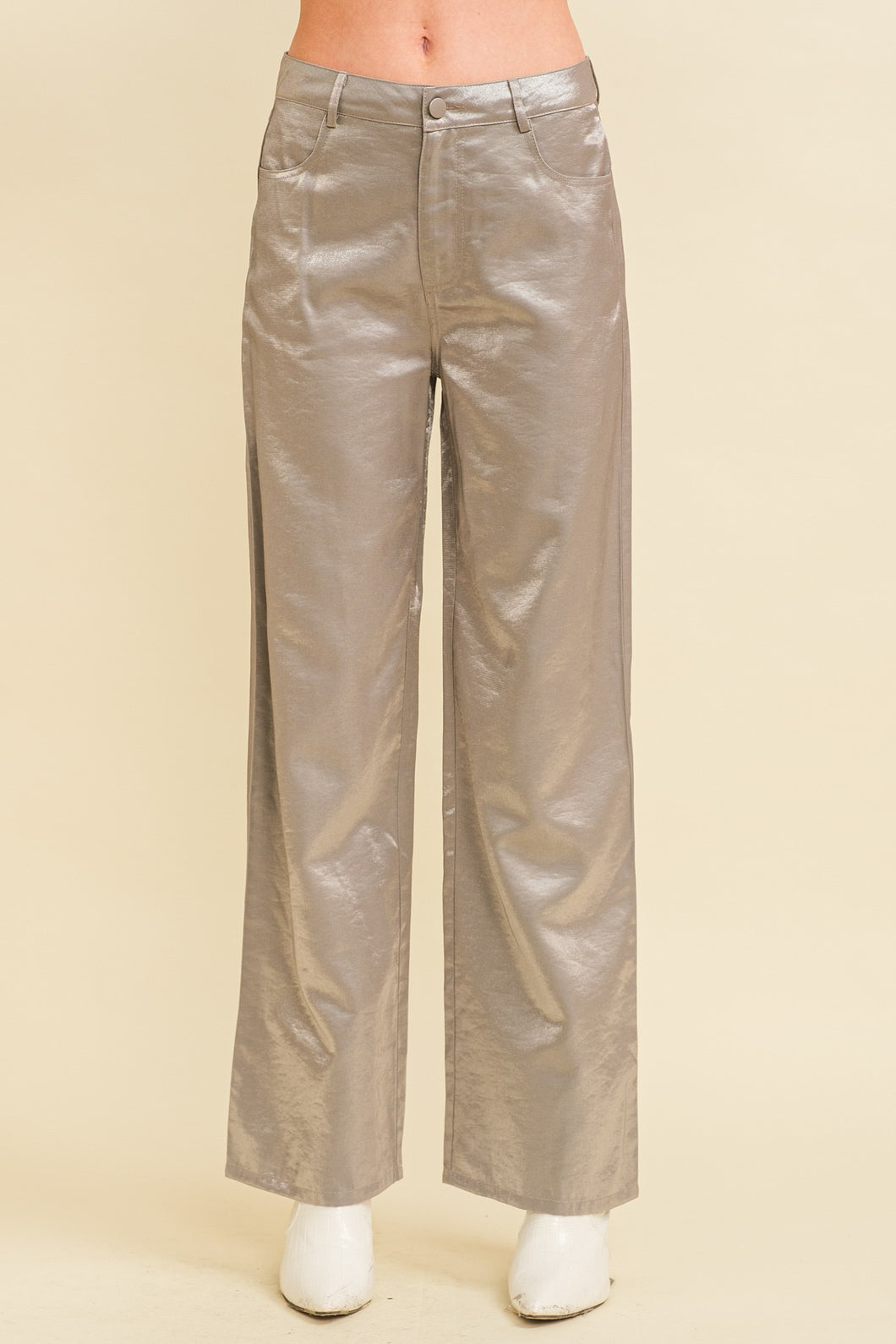 Metallic Straight Leg Pants