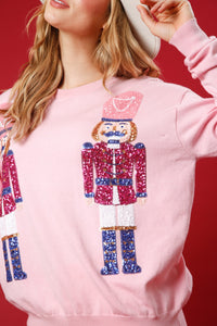 Sequin Nutcracker Embroidered Sweater