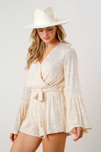 Sequin Belted Romper