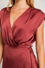 Load image into Gallery viewer, Satin Wrap Dress
