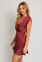 Load image into Gallery viewer, Satin Wrap Dress
