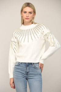 Mock Neck Sequin Sweater