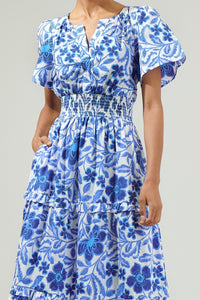 Celeste Floral Palmer Poplin Tiered Maxi Dress