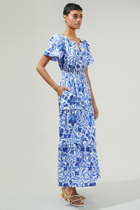 Celeste Floral Palmer Poplin Tiered Maxi Dress