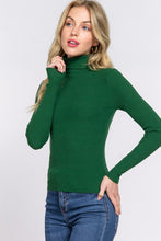 Load image into Gallery viewer, Turtle Neck Fitted Viscose Rib Sweater Top
