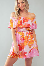 Load image into Gallery viewer, Off Shoulder Tropical Print Dress
