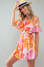 Load image into Gallery viewer, Off Shoulder Tropical Print Dress
