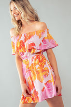 Load image into Gallery viewer, Off Shoulder Tropical Print Dress
