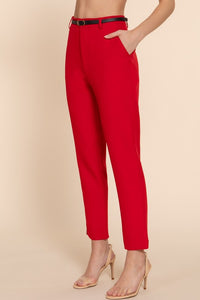 Classic Woven Pants With Belt