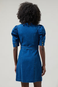 Jamie Denim Puff Sleeve Belted Mini Dress