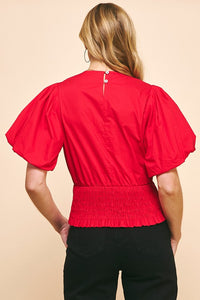 Short Sleeve Woven Blouse