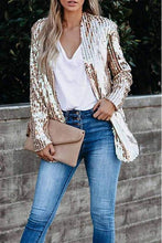 Load image into Gallery viewer, Sequin Metallic Long Sleeve Coat
