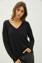 Load image into Gallery viewer, V-Neck Dropped Shoulder Long Sleeve Sweater
