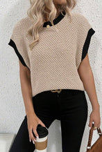 Load image into Gallery viewer, Beige Contrast Batwing Sleeve Sweater Top
