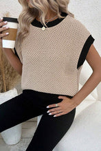 Load image into Gallery viewer, Beige Contrast Batwing Sleeve Sweater Top
