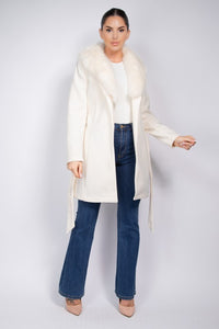 Faux Fur Sash Belted Coat