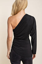 Load image into Gallery viewer, Ruched Asymmetric Hem Knit Top
