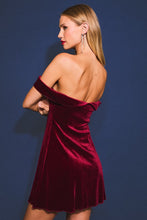 Load image into Gallery viewer, Strapless Off Shoulder Velvet Mini Dress
