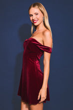 Load image into Gallery viewer, Strapless Off Shoulder Velvet Mini Dress
