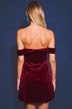 Load image into Gallery viewer, Strapless Off Shoulder Velvet Mini Dress
