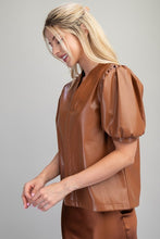 Load image into Gallery viewer, Split Neckline With Puff Sleeves Top
