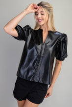 Load image into Gallery viewer, Split Neckline With Puff Sleeves Top
