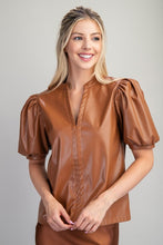 Load image into Gallery viewer, Split Neckline With Puff Sleeves Top
