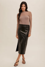 Load image into Gallery viewer, Faux Leather Midi Skirt With Slit
