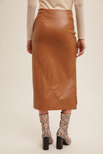 Load image into Gallery viewer, Faux Leather Midi Skirt With Slit
