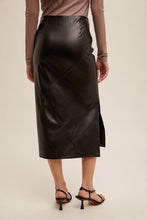 Load image into Gallery viewer, Faux Leather Midi Skirt With Slit
