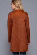 Load image into Gallery viewer, Long Sleeve Faux Suede Long Jacket
