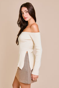 Slide Slit Off Shoulder Sweater Top