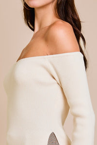 Slide Slit Off Shoulder Sweater Top