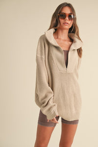 Oversized Half Zip Knit Sweater