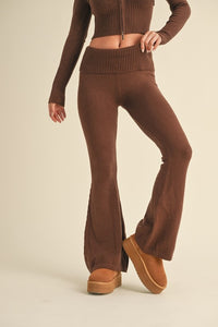 Foldover Flare Knit Sweater Pants