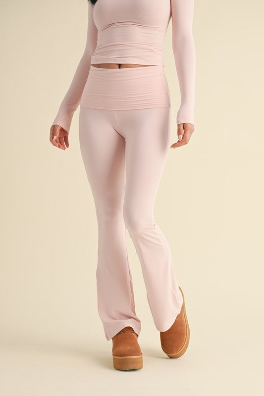 Soft Knit Foldover Flare Pants