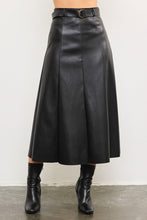 Load image into Gallery viewer, Belted Flare Cut Edge Skirt
