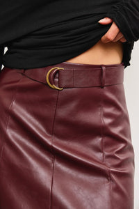 Belted Flare Cut Edge Skirt