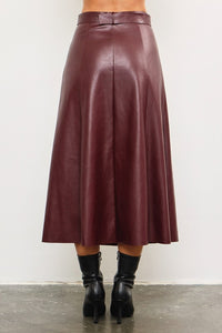 Belted Flare Cut Edge Skirt