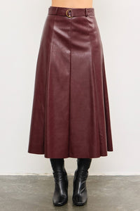 Belted Flare Cut Edge Skirt